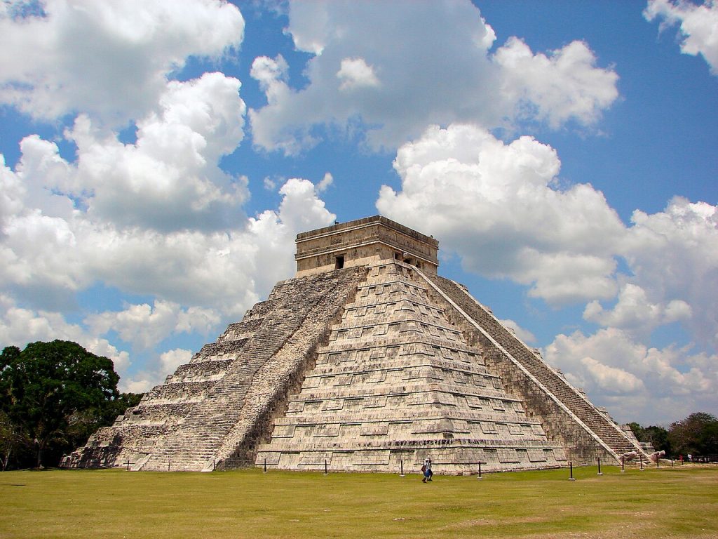 The El Castillo pyramid at Chichen Itza under cloud